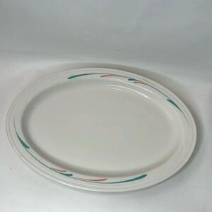 Syracuse China Company Serving Platter USA Since 1871 Teal Orange Swoosh Splatte
